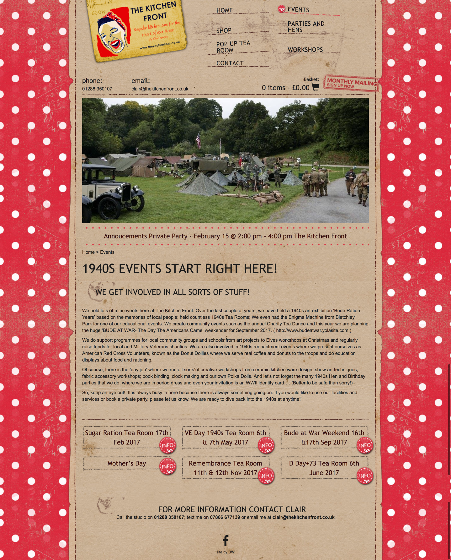 1940’s Website Design for The Kitchen Front in Bude