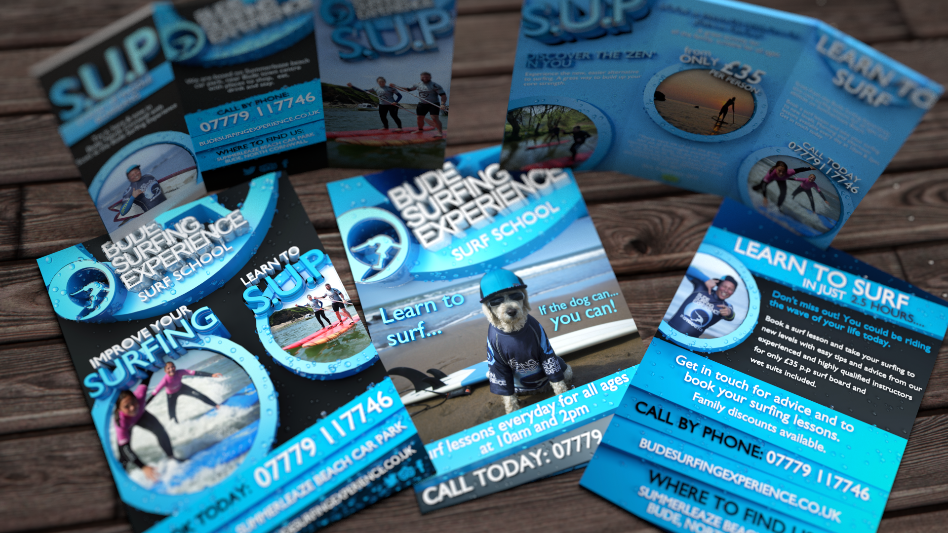 3D Flyers & 3D Leaflets for Bude Surfing Experience, Cornwall