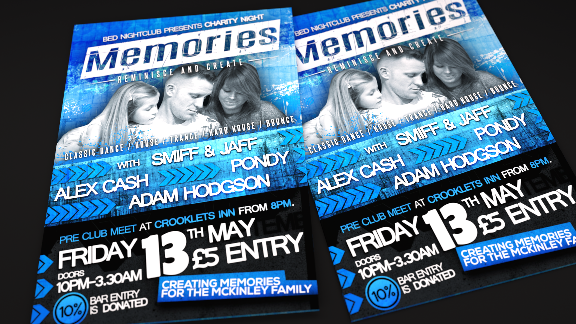Charity Poster Design for TJ at B.E.D NightClub, Cornwall