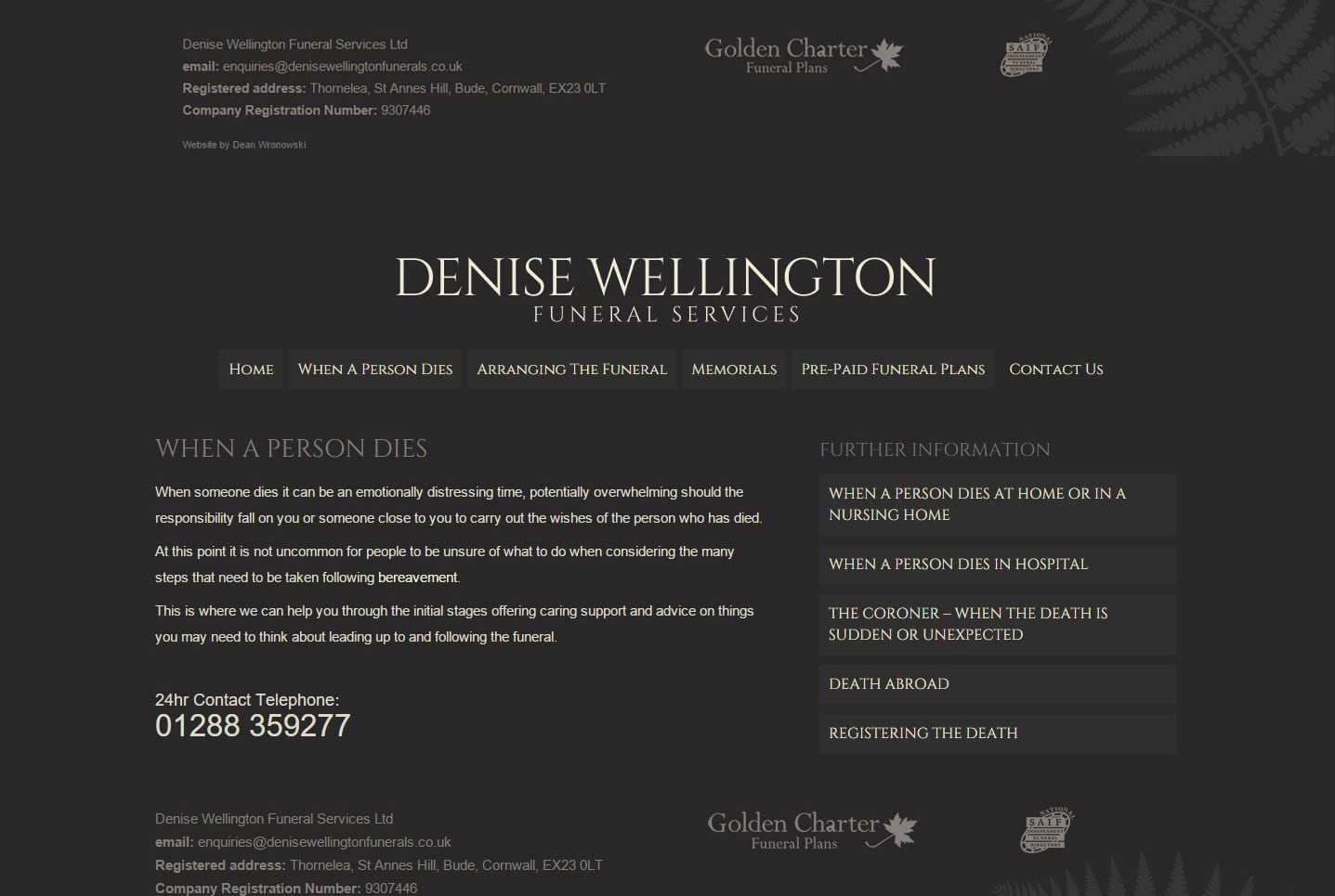 Cornwall Website Design for Budes Funeral Directors, part 2 of 2