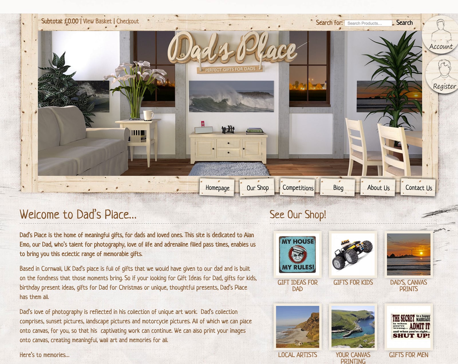 Ecommerce Website Design for Dad’s Place in Bude, part 2 of 3