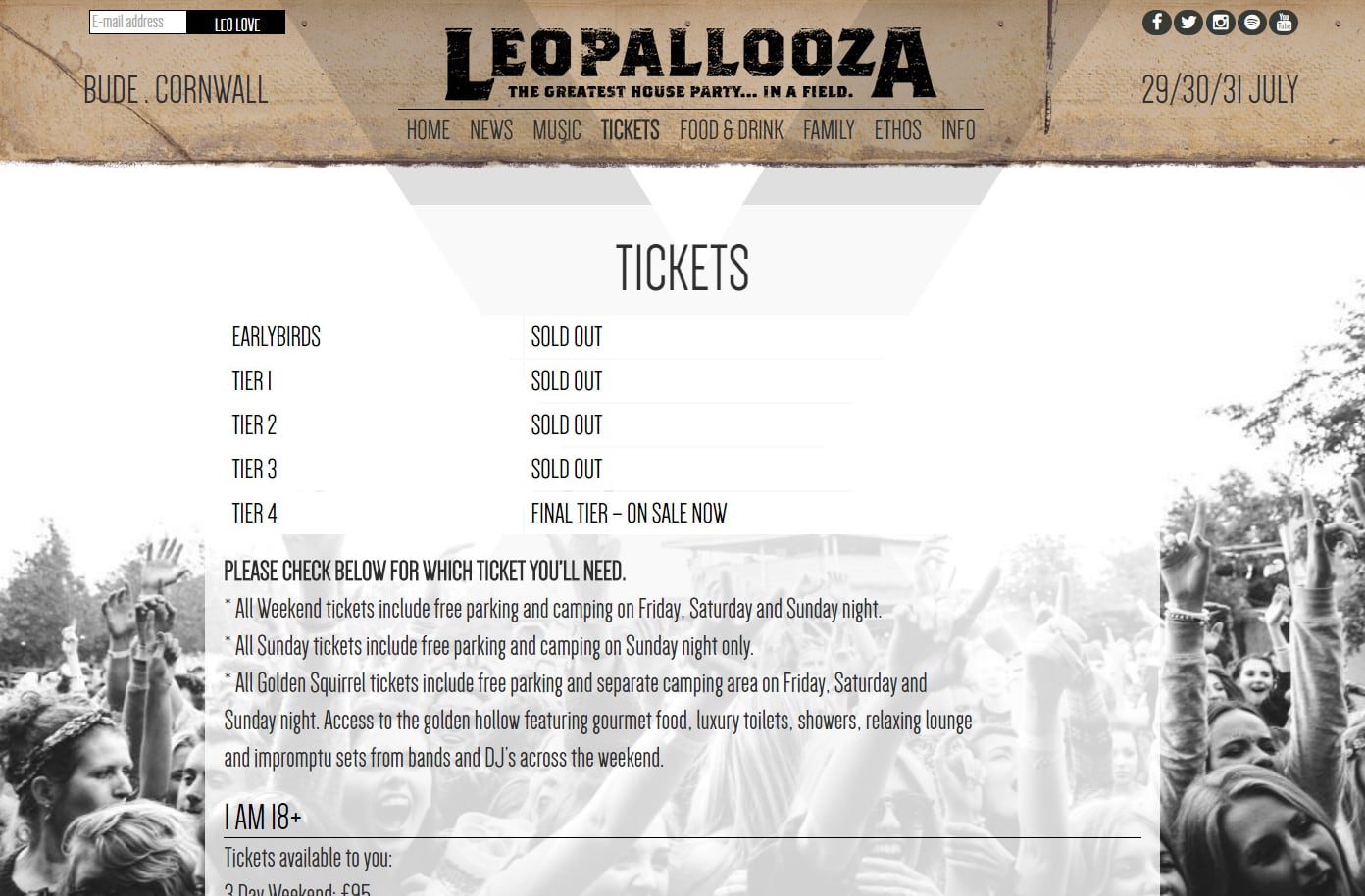 Festival Website Design for Leopallooza, Cornwall, part 2 of 2