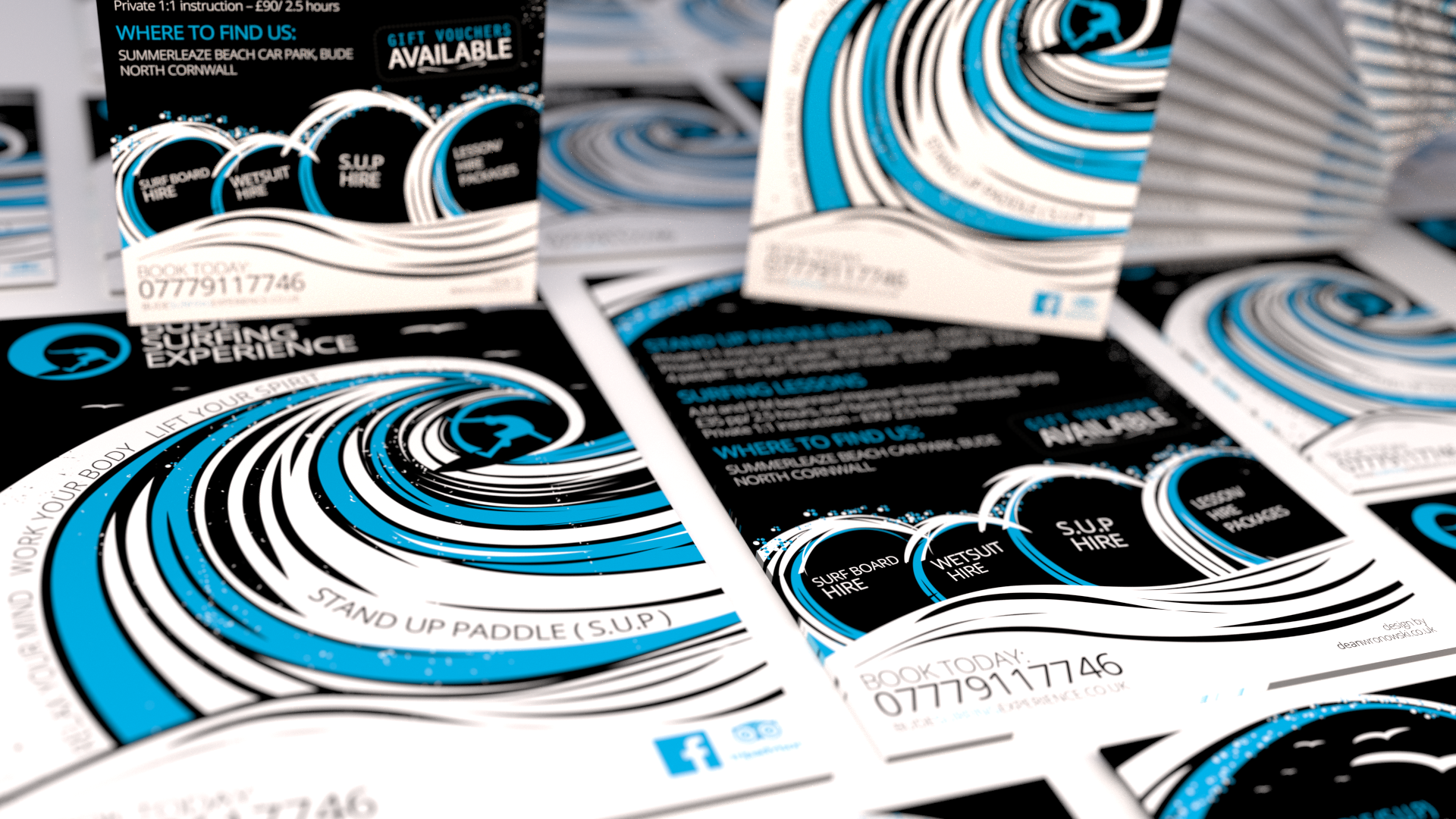 Flyer Designs for Bude Surfing Experience in Cornwall