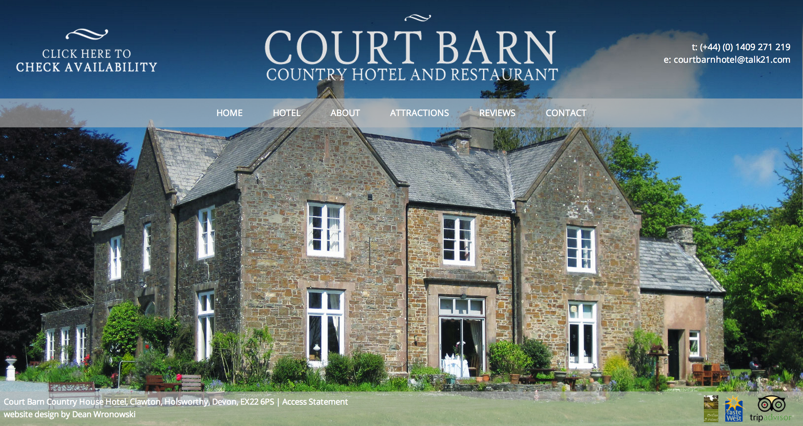 Holsworthy Website Design and Development for Court Barn Hotel