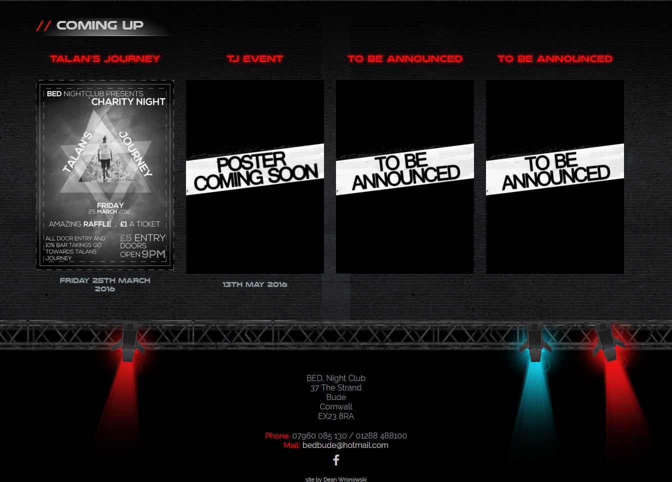 Night Club Website Design for BED in Cornwall, part 2 of 2