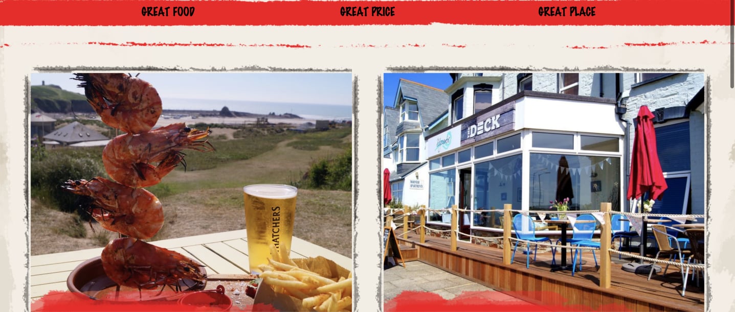 North Cornwall Website Design for The Deck in Bude, part 3 of 4