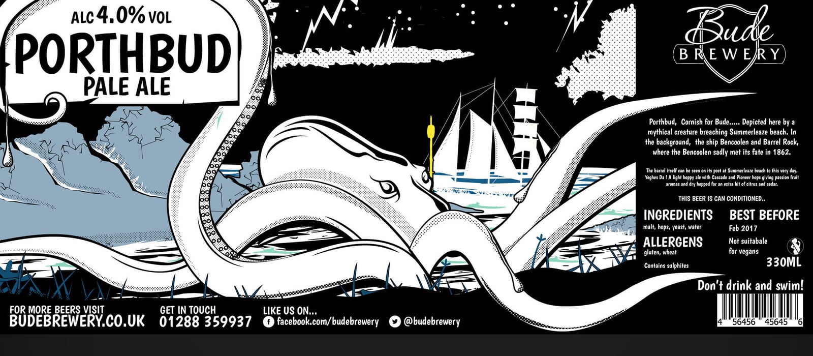 Porthbud Beer Can Designs for Bude Brewery, Cornwall, part 1 of 2
