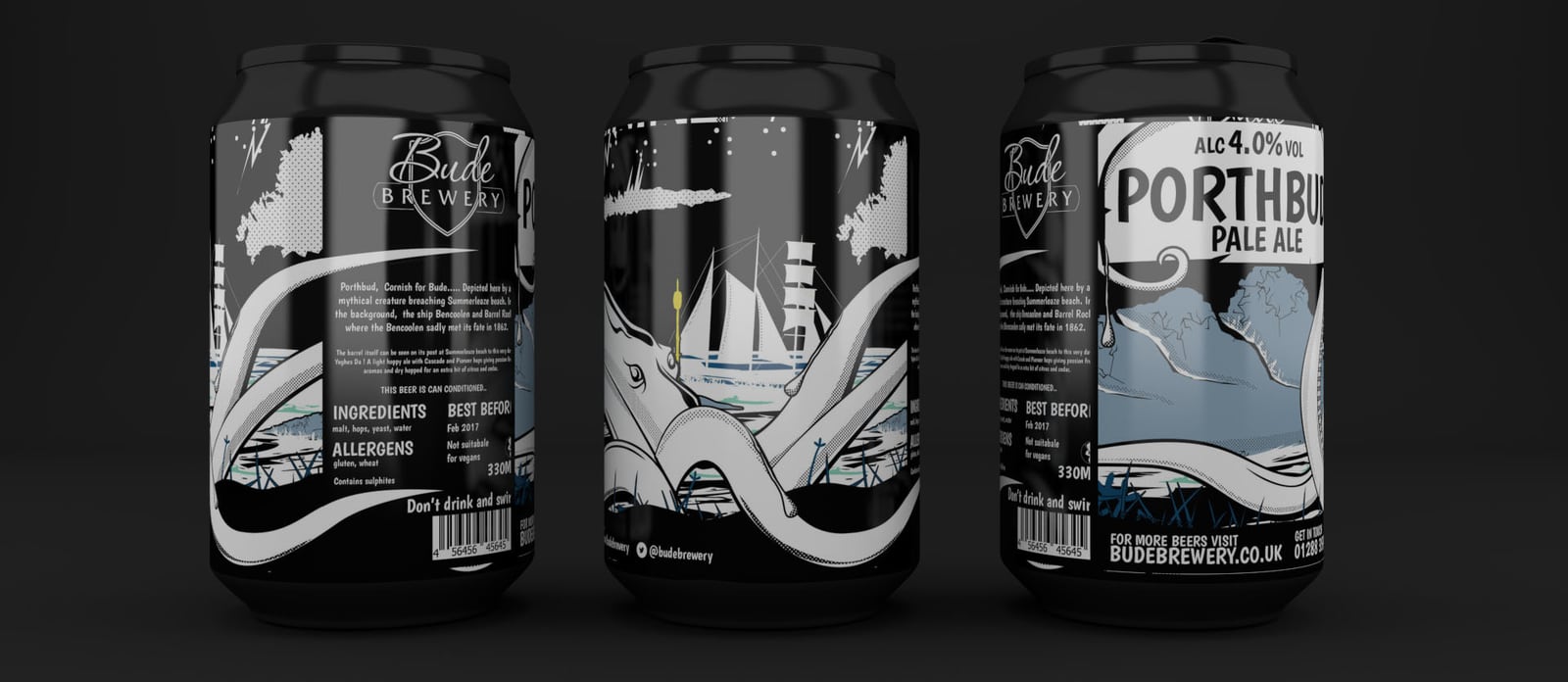 Porthbud Beer Can Designs for Bude Brewery, Cornwall, part 2 of 2