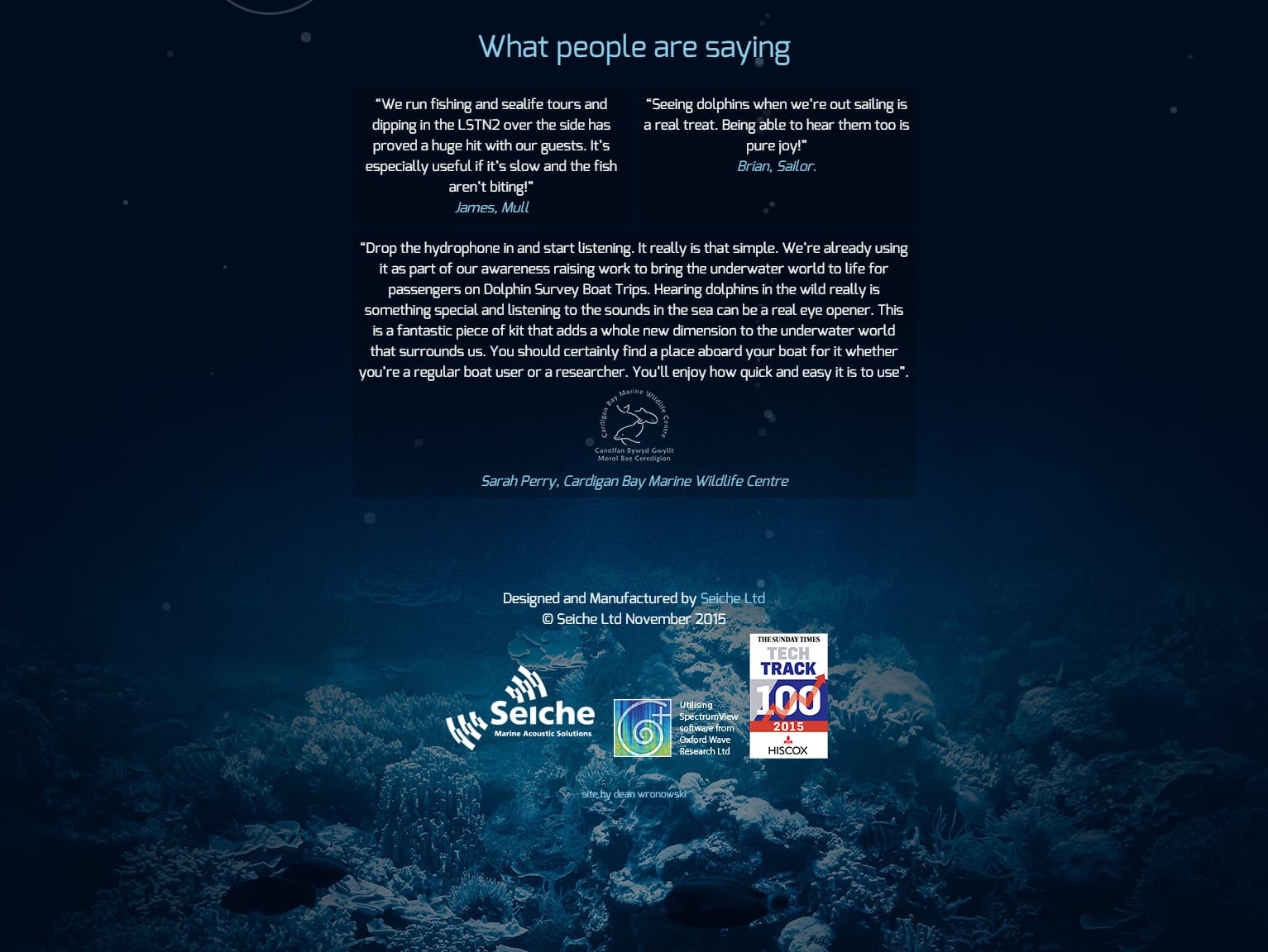 Underwater Marine Website for Seiche in Holsworthy, Devon, part 2 of 2