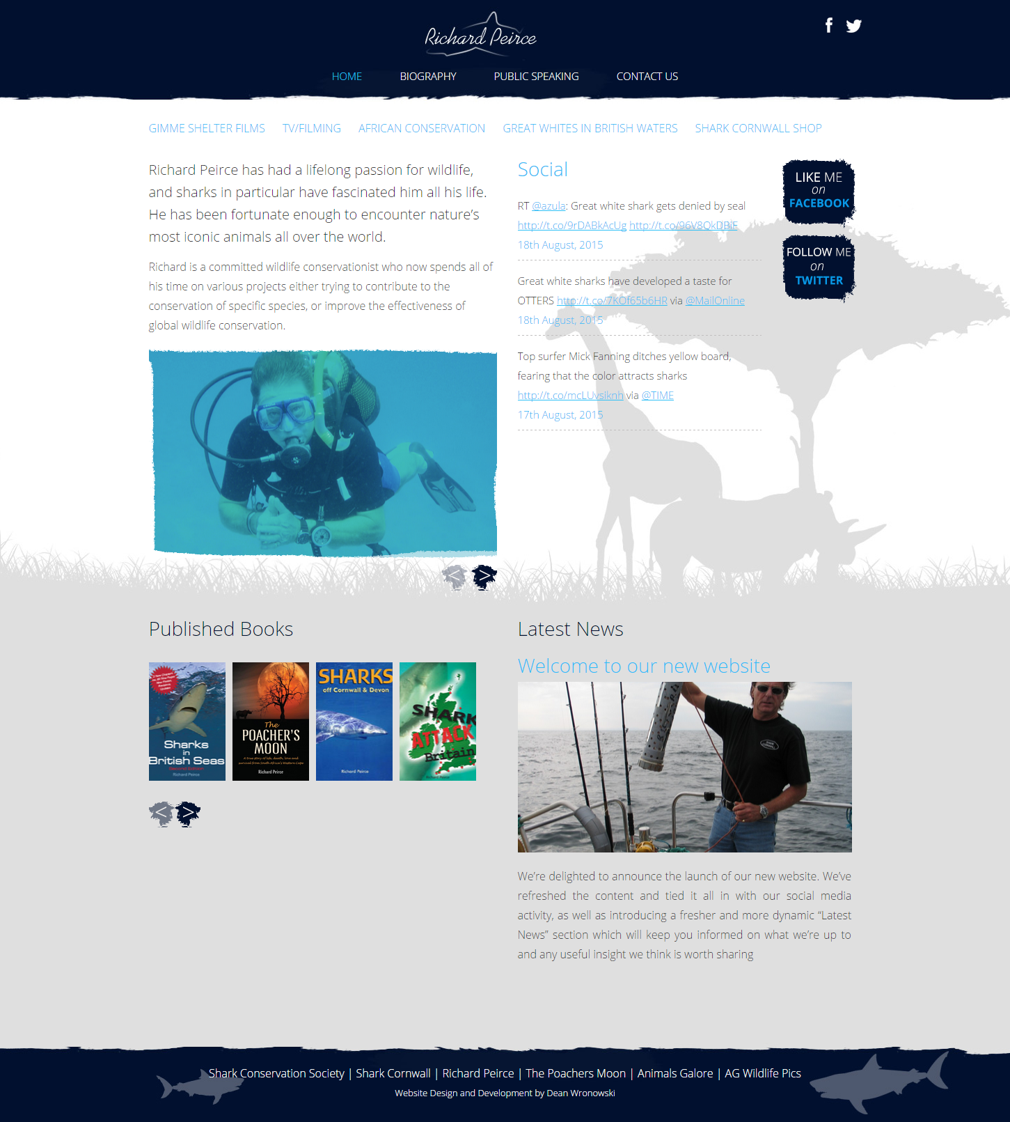 Website Design for Richard Peirce: Wildlife Conservationist