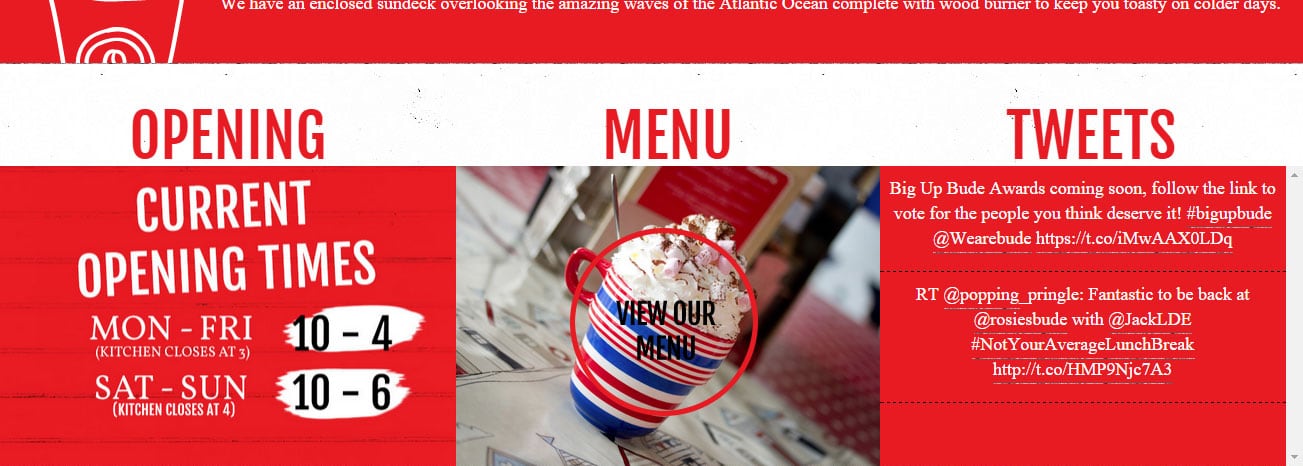 Website Design for Rosies and Starboard Restaurants, part 2 of 5
