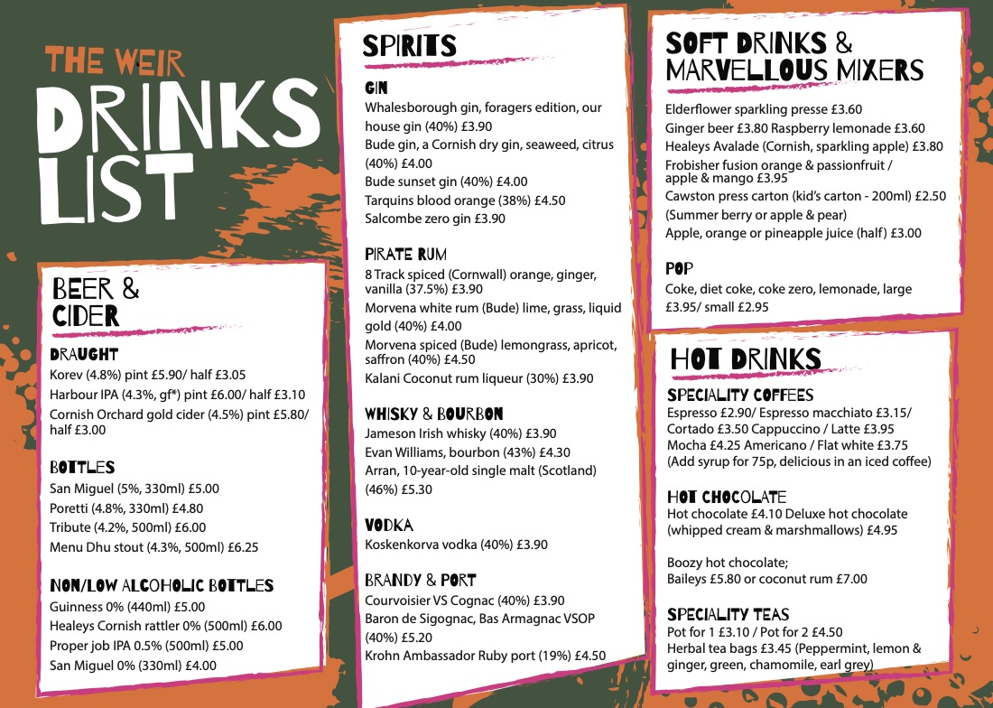 Drinks list